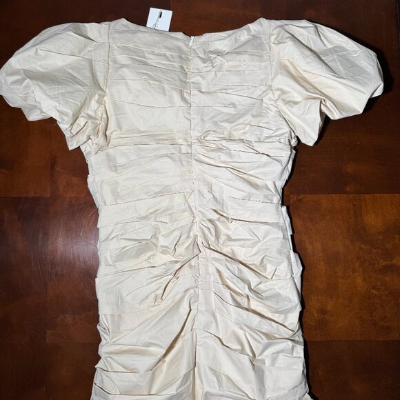 Endless Rose - Ruched Puff Sleeve Dress - Large - Ivory - Picture 3 of 8